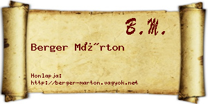Berger Márton névjegykártya