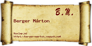 Berger Márton névjegykártya